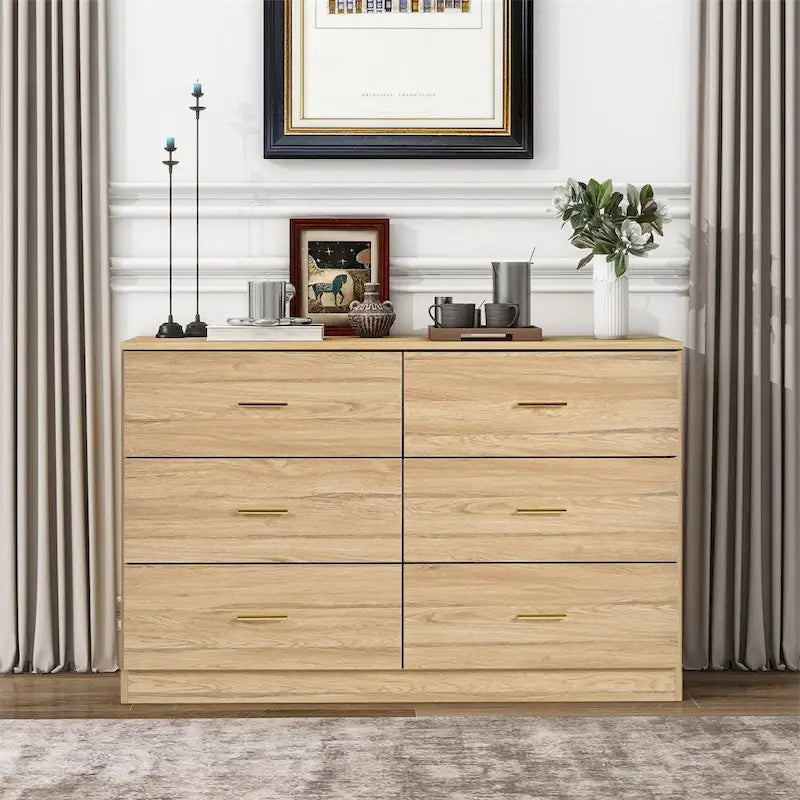 Commode Moderne Naturelle à 6 Tiroirs
