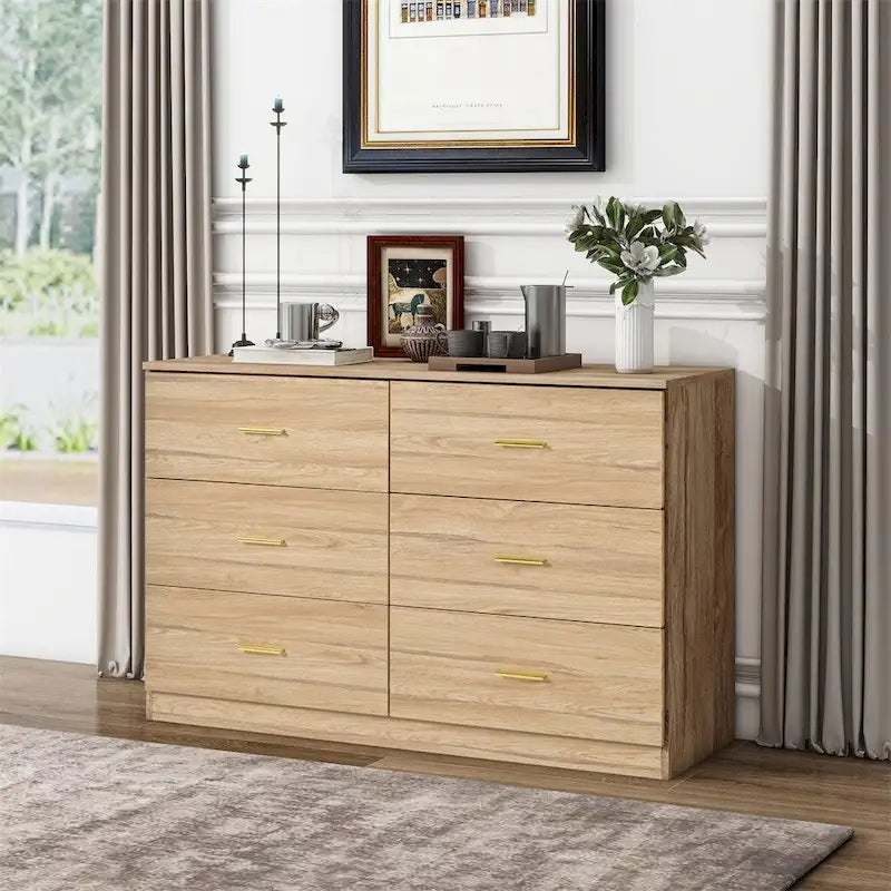Commode Moderne Naturelle à 6 Tiroirs