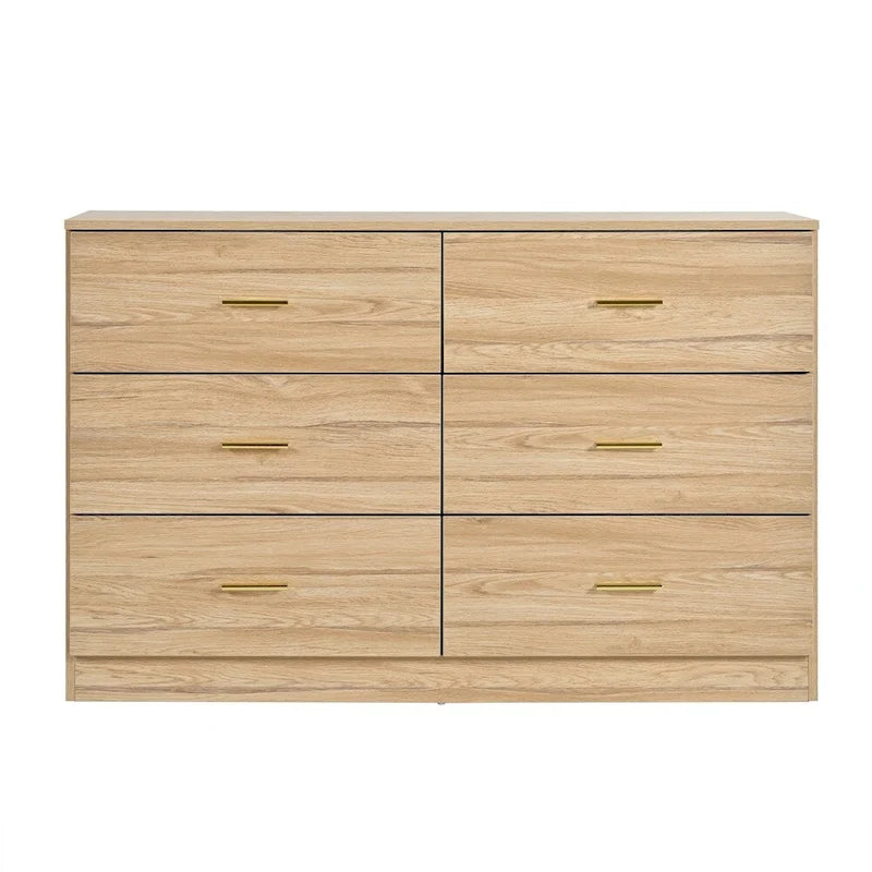 Commode Moderne Naturelle à 6 Tiroirs