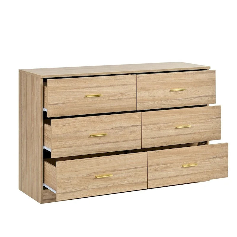 Commode Moderne Naturelle à 6 Tiroirs