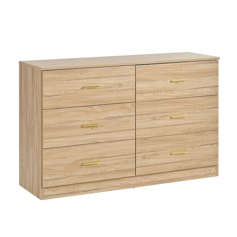 Commode Moderne Naturelle à 6 Tiroirs