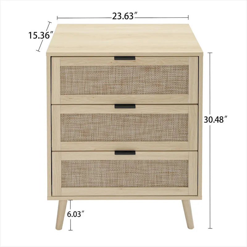 GEITIN Commode de Rangement à 3 Tiroirs avec Pieds en Bois