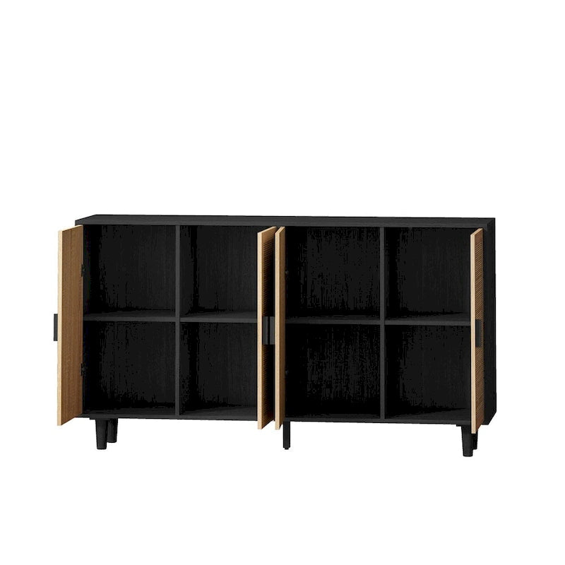 62.20 Armoire de rangement décorative 4 portes en rotin, élégante et fonctionnelle