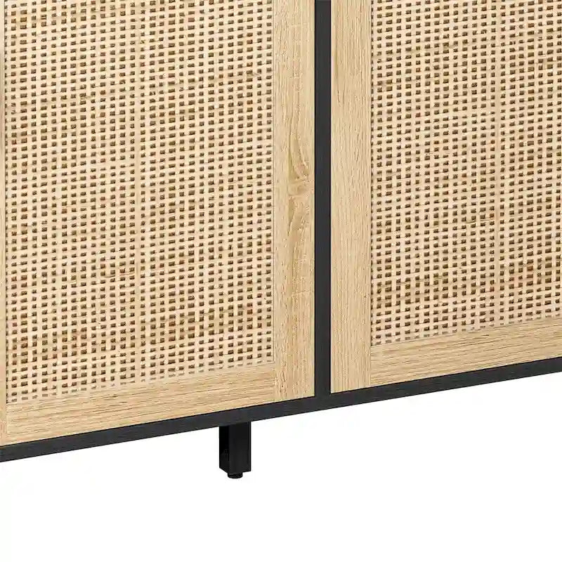 62.20 Armoire de rangement décorative 4 portes en rotin, élégante et fonctionnelle