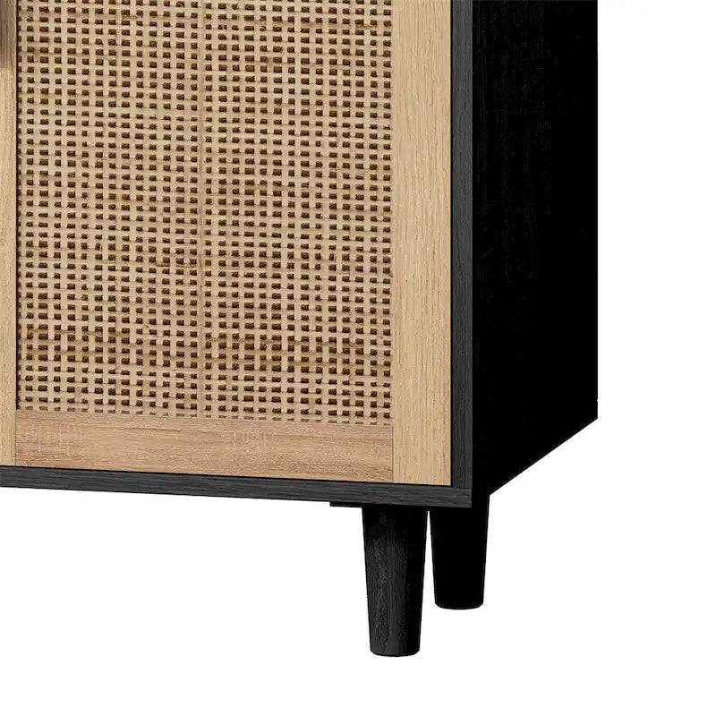 62.20 Armoire de rangement décorative 4 portes en rotin, élégante et fonctionnelle
