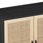 62.20 Armoire de rangement décorative 4 portes en rotin, élégante et fonctionnelle