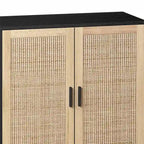 62.20 Armoire de rangement décorative 4 portes en rotin, élégante et fonctionnelle