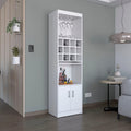 71" Meuble de Bar Haut 5 Niveaux, Meuble de Bar Moderne avec Porte-Verres, Casier à Verres à Pied, Meuble à Vins, 12 Casiers à Bouteilles, 5 Étagères