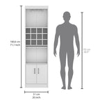 71" Meuble de Bar Haut 5 Niveaux, Meuble de Bar Moderne avec Porte-Verres, Casier à Verres à Pied, Meuble à Vins, 12 Casiers à Bouteilles, 5 Étagères