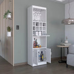71" Meuble de Bar Haut 5 Niveaux, Meuble de Bar Moderne avec Porte-Verres, Casier à Verres à Pied, Meuble à Vins, 12 Casiers à Bouteilles, 5 Étagères
