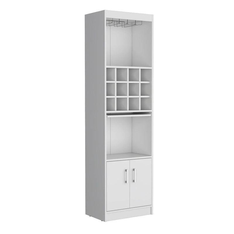 71" Meuble de Bar Haut 5 Niveaux, Meuble de Bar Moderne avec Porte-Verres, Casier à Verres à Pied, Meuble à Vins, 12 Casiers à Bouteilles, 5 Étagères