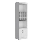 71" Meuble de Bar Haut 5 Niveaux, Meuble de Bar Moderne avec Porte-Verres, Casier à Verres à Pied, Meuble à Vins, 12 Casiers à Bouteilles, 5 Étagères