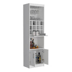 71" Meuble de Bar Haut 5 Niveaux, Meuble de Bar Moderne avec Porte-Verres, Casier à Verres à Pied, Meuble à Vins, 12 Casiers à Bouteilles, 5 Étagères
