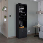 71" Meuble de Bar Haut 5 Niveaux, Meuble de Bar Moderne avec Porte-Verres, Casier à Verres à Pied, Meuble à Vins, 12 Casiers à Bouteilles, 5 Étagères
