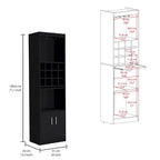 71" Meuble de Bar Haut 5 Niveaux, Meuble de Bar Moderne avec Porte-Verres, Casier à Verres à Pied, Meuble à Vins, 12 Casiers à Bouteilles, 5 Étagères