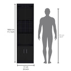 71" Meuble de Bar Haut 5 Niveaux, Meuble de Bar Moderne avec Porte-Verres, Casier à Verres à Pied, Meuble à Vins, 12 Casiers à Bouteilles, 5 Étagères
