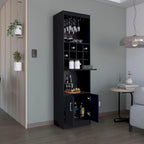71" Meuble de Bar Haut 5 Niveaux, Meuble de Bar Moderne avec Porte-Verres, Casier à Verres à Pied, Meuble à Vins, 12 Casiers à Bouteilles, 5 Étagères
