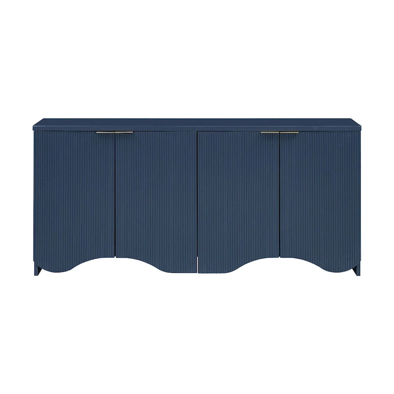 Armoire à quatre portes aux rayures verticales et au design ondulé, adaptée pour le couloir, l'entrée, le salon
