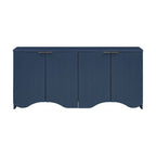 Armoire à quatre portes aux rayures verticales et au design ondulé, adaptée pour le couloir, l'entrée, le salon