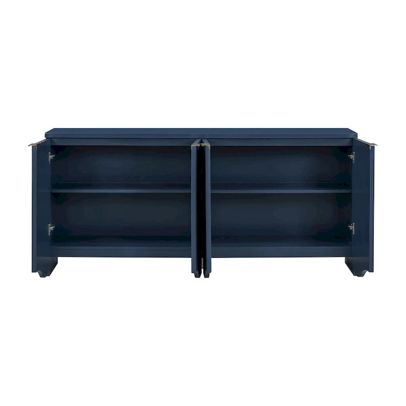 Armoire à quatre portes aux rayures verticales et au design ondulé, adaptée pour le couloir, l'entrée, le salon