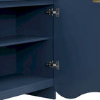 Armoire à quatre portes aux rayures verticales et au design ondulé, adaptée pour le couloir, l'entrée, le salon