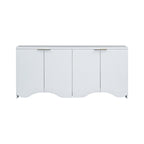 Armoire à quatre portes aux rayures verticales et au design ondulé, adaptée pour le couloir, l'entrée, le salon