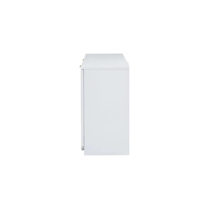 Armoire à quatre portes aux rayures verticales et au design ondulé, adaptée pour le couloir, l'entrée, le salon