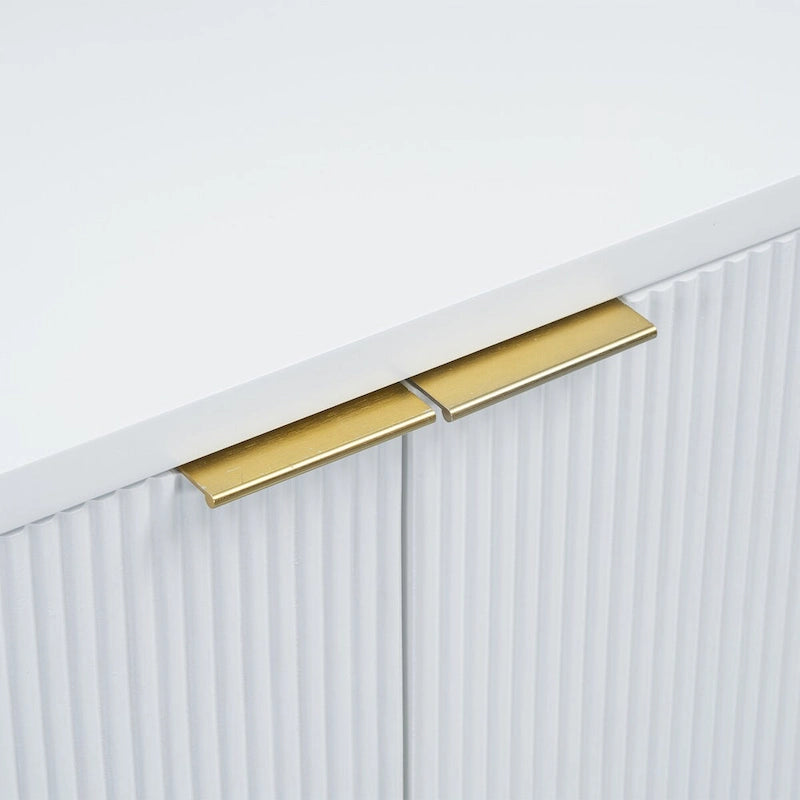 Armoire à quatre portes aux rayures verticales et au design ondulé, adaptée pour le couloir, l'entrée, le salon