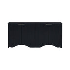 Armoire à quatre portes aux rayures verticales et au design ondulé, adaptée pour le couloir, l'entrée, le salon