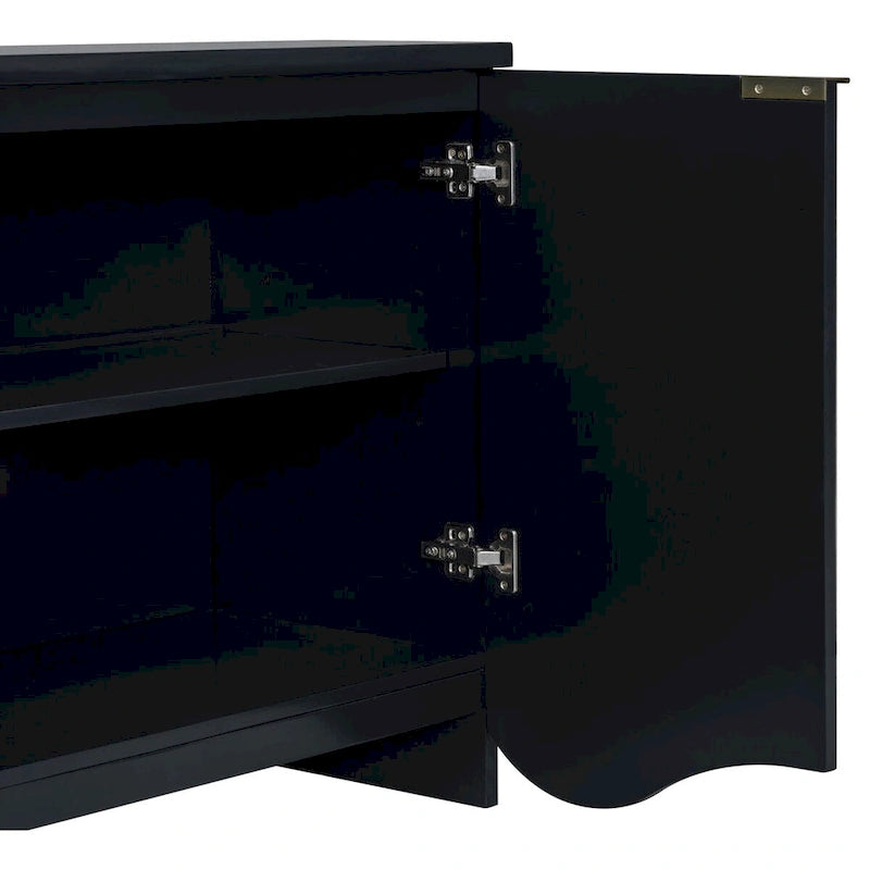 Armoire à quatre portes aux rayures verticales et au design ondulé, adaptée pour le couloir, l'entrée, le salon