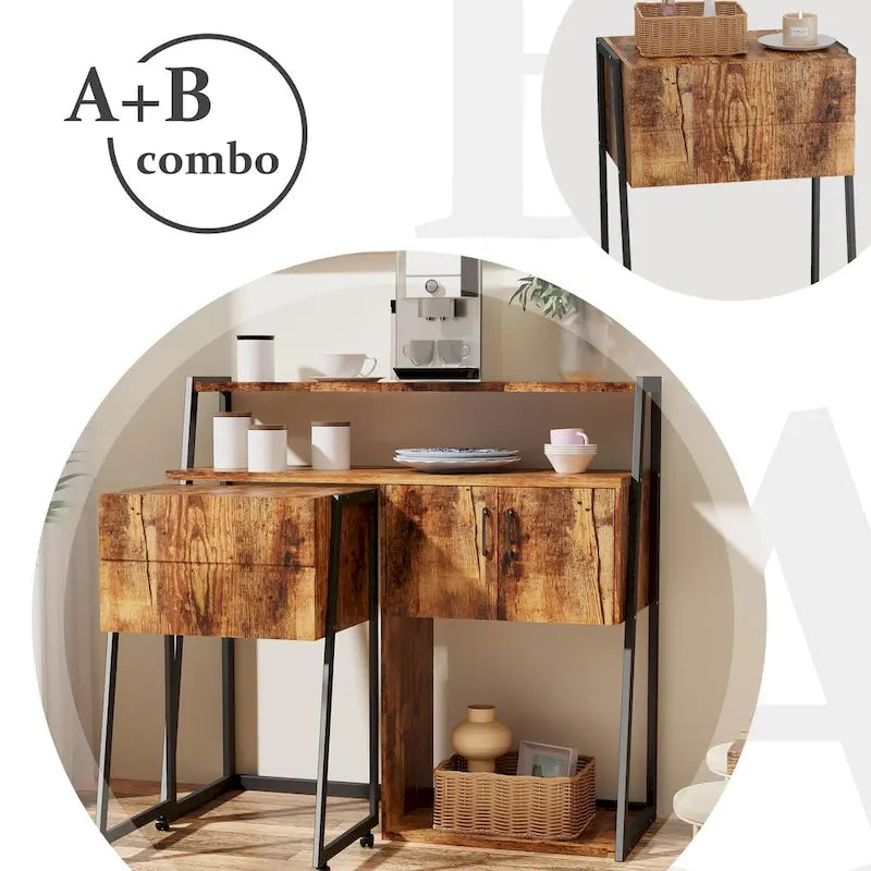 Buffet & Meuble Bar avec Rangement Meuble Bar à Café Armoire de Rangement pour Salle à Manger, Cuisine & Salon