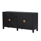 Caractéristiques uniques du meuble en placage de frêne avec portes à motif de lignes rayonnantes, adapté aux salons, couloirs