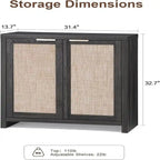 Meuble de rangement Hampstead - Buffet avec portes en rotin - 34,8 P x 797,6 l x 83,1 H cm