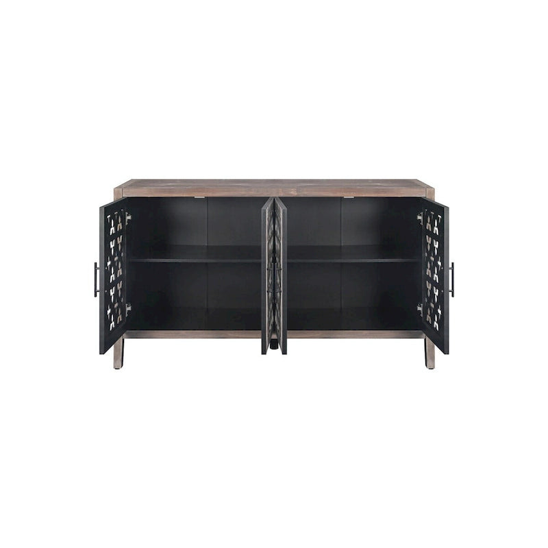 Meuble d'appoint à quatre portes ajourées de style rustique américain antique