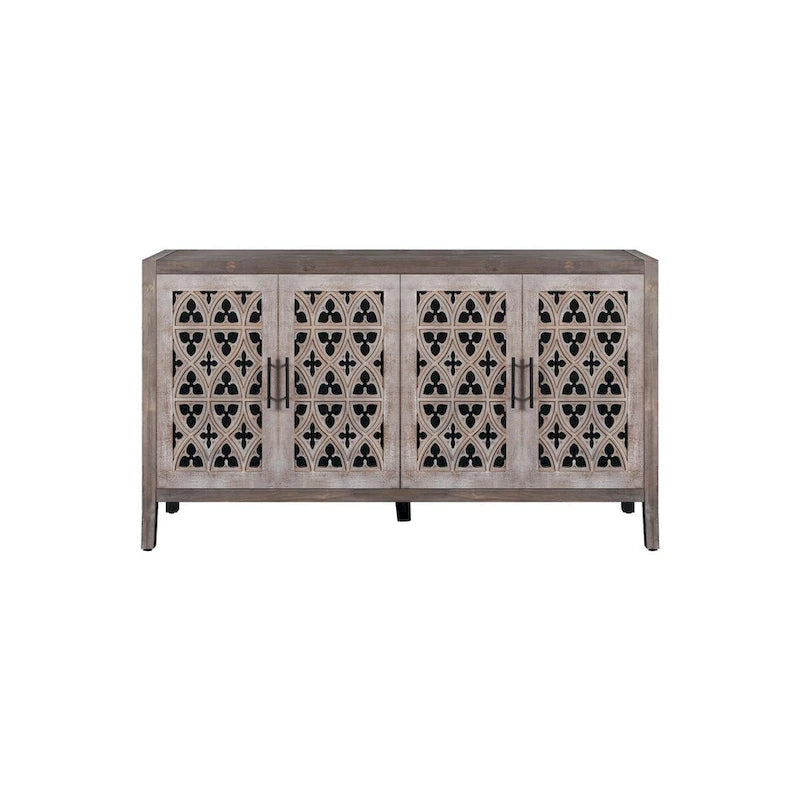 Meuble d'appoint à quatre portes ajourées de style rustique américain antique