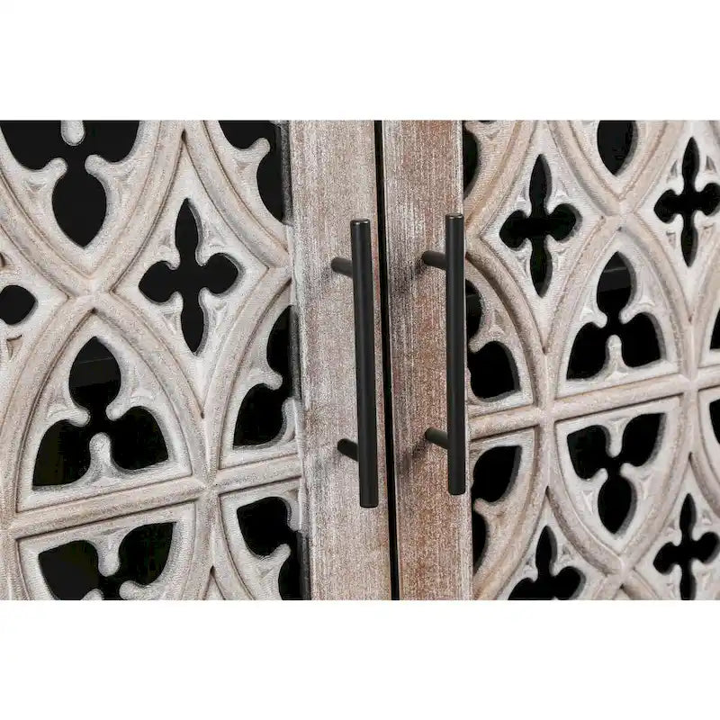 Meuble d'appoint à quatre portes ajourées de style rustique américain antique