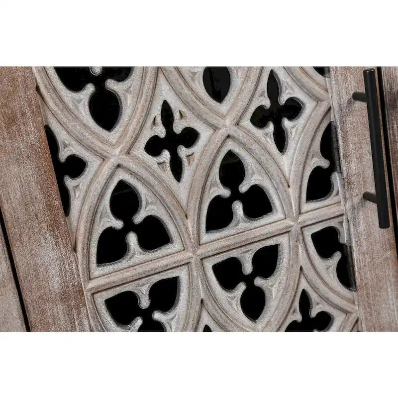 Meuble d'appoint à quatre portes ajourées de style rustique américain antique