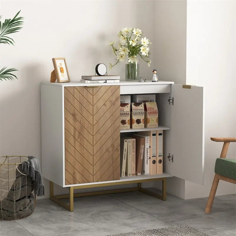 Bahut de buffet moderne avec 2 portes et base en métal