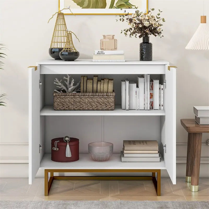 Bahut de buffet moderne avec 2 portes et base en métal