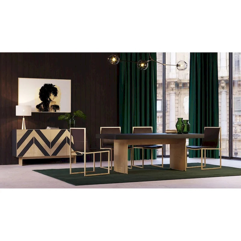 Bahut moderne Modrest Perret Glam en frêne noir et laiton brossé