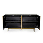 Bahut moderne Modrest Perret Glam en frêne noir et laiton brossé