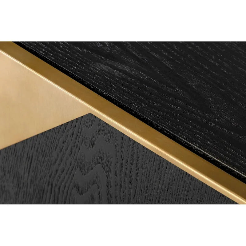 Bahut moderne Modrest Perret Glam en frêne noir et laiton brossé
