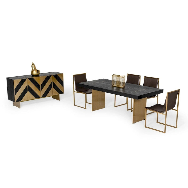 Bahut moderne Modrest Perret Glam en frêne noir et laiton brossé
