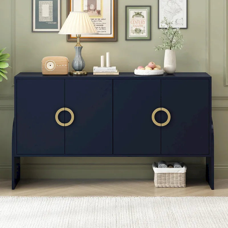 Armoire de rangement métallique à quatre portes avec poignées