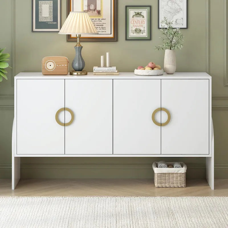 Armoire de rangement métallique à quatre portes avec poignées