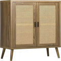 Bahut buffet avec portes en rotin décorées - 13,75P x 30L x 39,25H