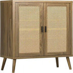 Bahut buffet avec portes en rotin décorées - 13,75P x 30L x 39,25H