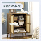 Bahut buffet avec portes en rotin décorées - 13,75P x 30L x 39,25H