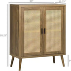 Bahut buffet avec portes en rotin décorées - 13,75P x 30L x 39,25H