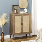 Bahut buffet avec portes en rotin décorées - 13,75P x 30L x 39,25H